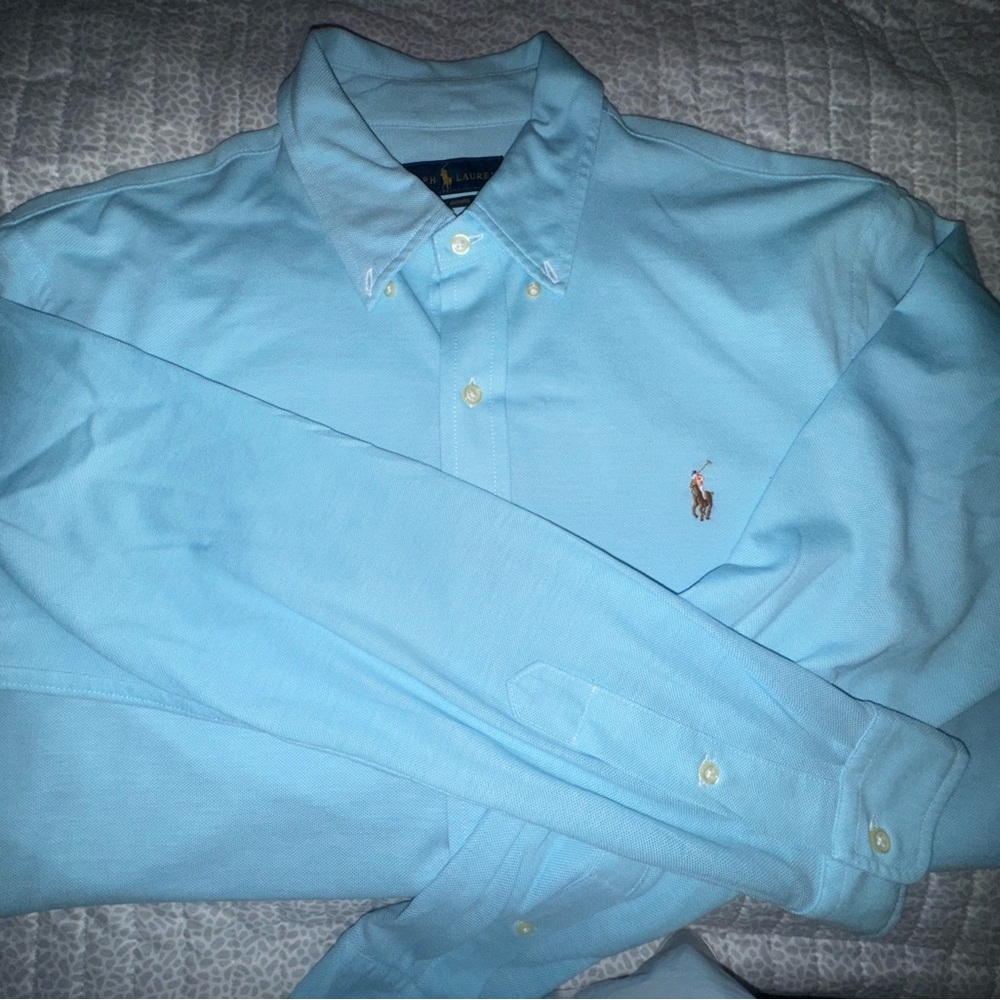 Polo by Ralph Lauren Light Blue Knit Oxford Men's Shirt